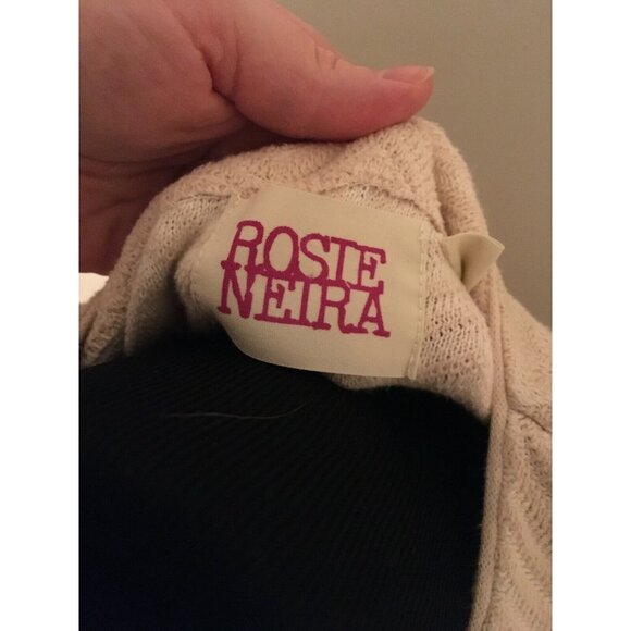 Rosie Neira Cream Zig Zag Zippered Jacket, Size Small - Picture 5 of 7